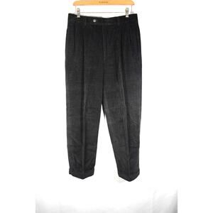 Berle Tailored Mens Slacks Black Pants Cuffed Pleated Twill Weave 32"x27" EUC